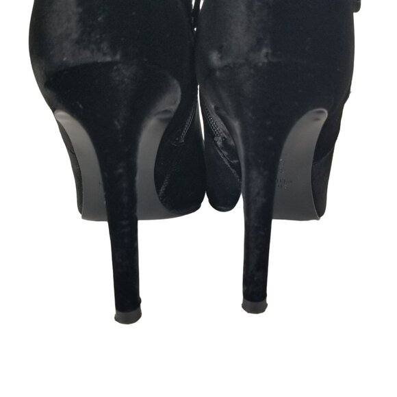 Stuart Weitzman Black Velvet Fringe Ankle Booties Stiletto Coquette Girl Chic 9 - Picture 10 of 12